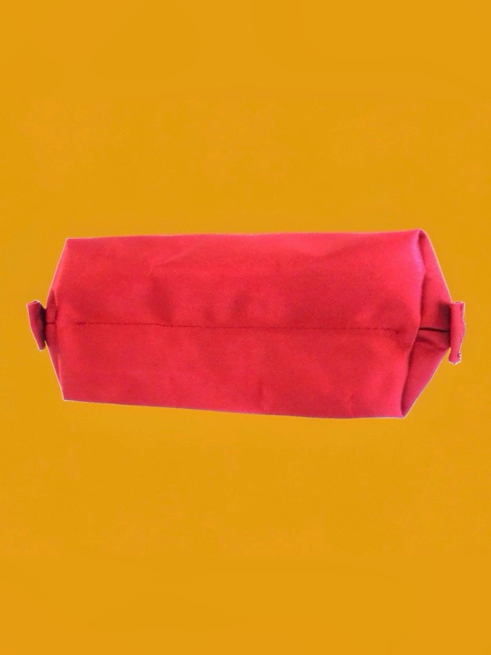 CHANEL Red Satin Cosmetic Pouch with Logo NWOT 9”W x 7”H x 3.5”D - Picture 6 of 6